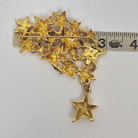Vintage Shooting Star Cluster Brooch Pin Massive Statement Red Enamel Rhinestone - Picture 4 of 8